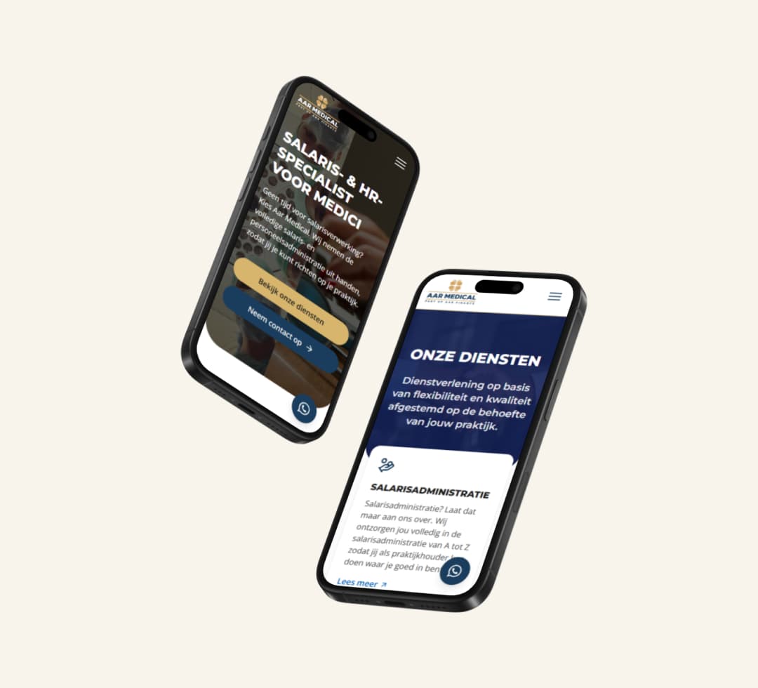 Website Aar Medical op mobiel