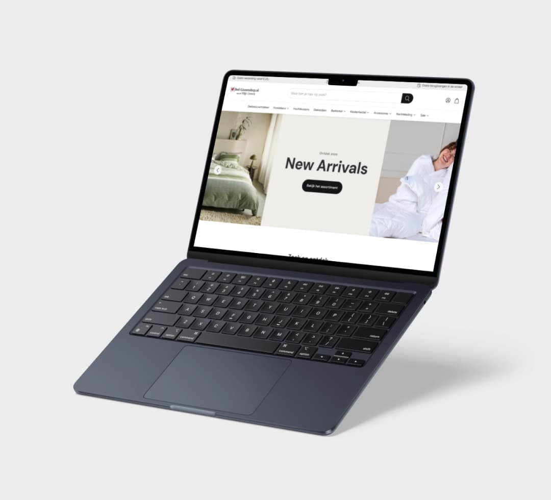 Website Bed Linnenshop op laptop