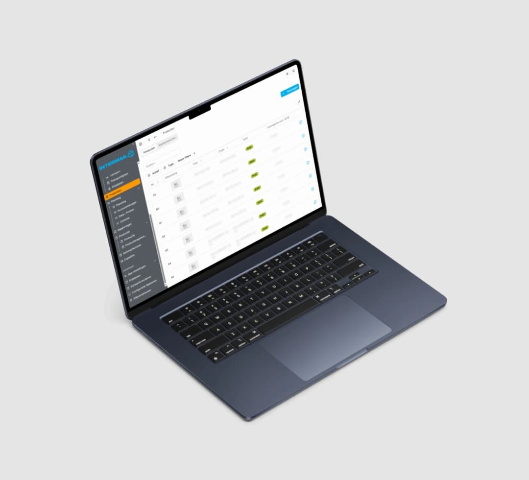 Intermail dashboard op laptop